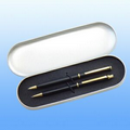 Brass Pen & Pencil Set In A Metal Box